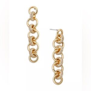BaubleBar Beth Pavé Link Linear Drop Earrings in Gold Tone